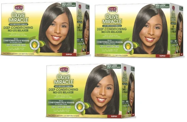 3 Pack African Pride Olive Miracle Relaxer Kit Super - Image 3