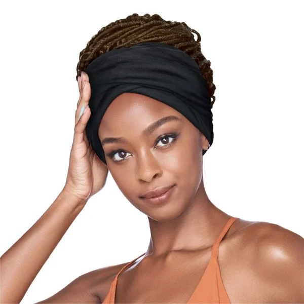 Red Satin Lined Infinity Turban Open Top - Image 5