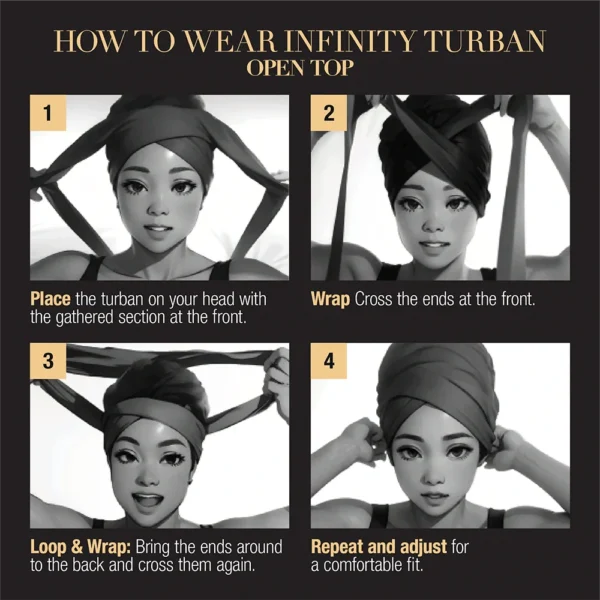 Red Satin Lined Infinity Turban Open Top - Image 8